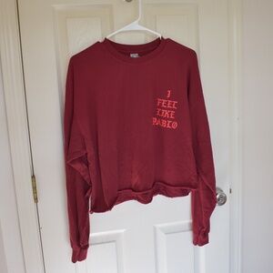 Kanye West "I Feel Like Pablo" Maroon and Red Cropped Long Sleeve Shirt, size XL